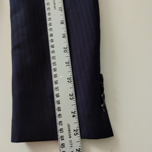Armani Collezioni M Line Blazer Size 40R Navy Blue Classic Striped Lined Office - Picture 12 of 14